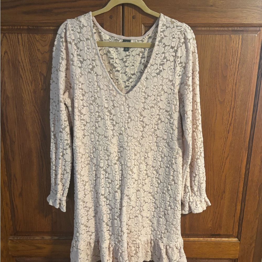 wild fable Blush Pink Lace Midi Dress